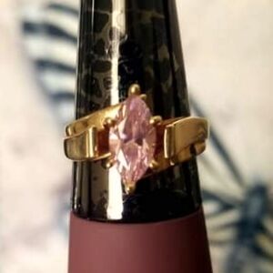 10K Gold Plated Pink Sapphire Ring, Size 5